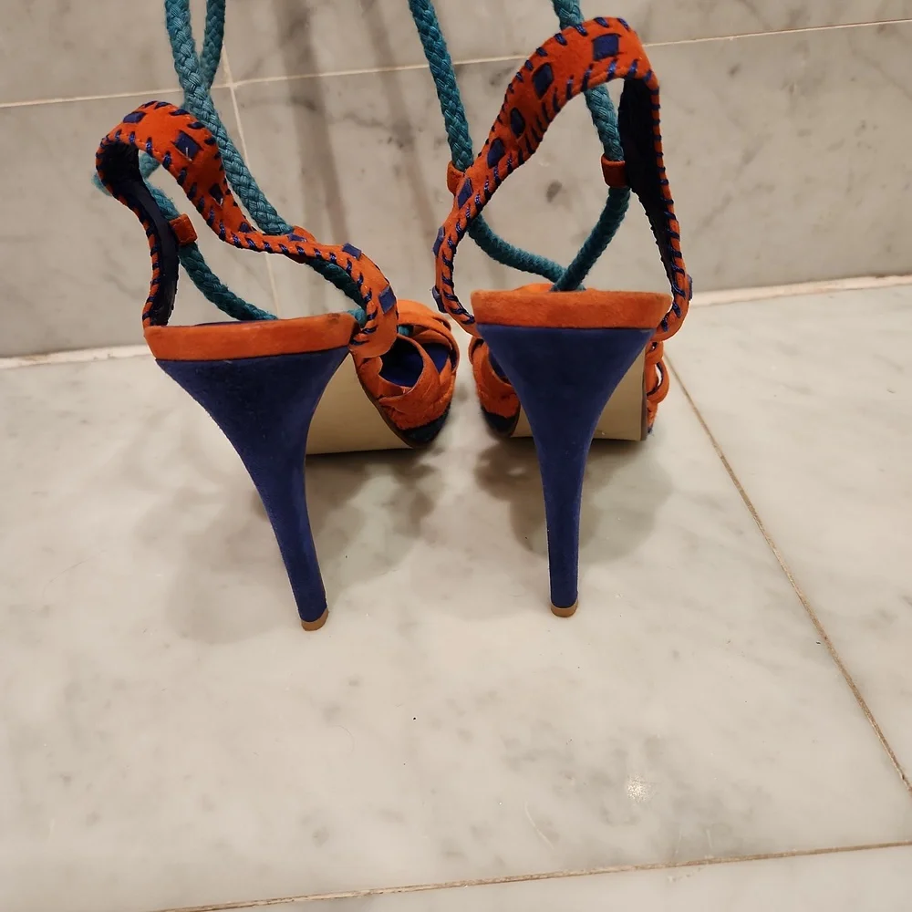 Jeffrey Campbell Orange and Blue Heels - Picture 3 of 5